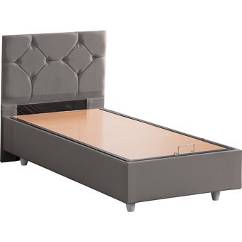 Setay Glamis 100x200 cm Başlıklı Yataklı Sandıklı Tek Kişilik Baza Seti Gri