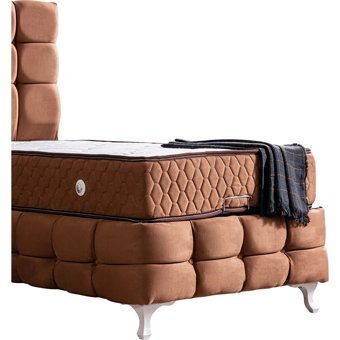 Setay Duke Lüx 120x200 cm Başlıklı Yataklı Tek Kişilik Baza Seti Açık Kahve