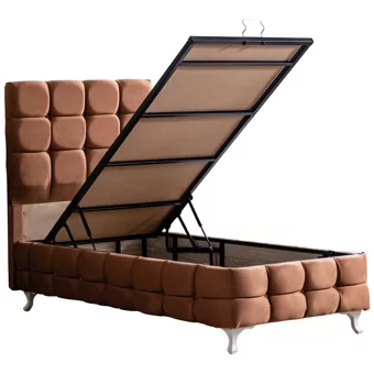 Setay Duke Lüx 120x200 cm Başlıklı Yataklı Tek Kişilik Baza Seti Açık Kahve