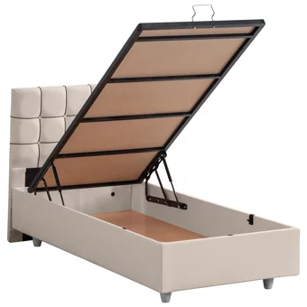 Setay Tavira 100x200 cm Başlıklı Sandıklı Tek Kişilik Baza Seti Krem