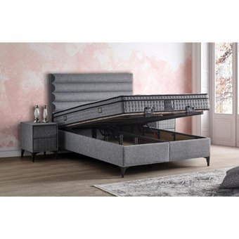 Mobilya Dükkanım Luna 120x200 cm Başlıksız Sandıklı Tek Kişilik Baza Seti Gri