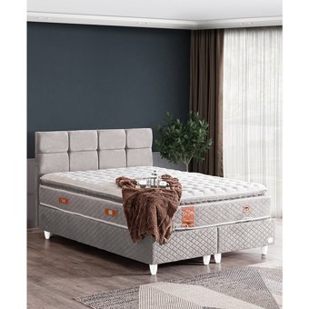 Setay Real 90x200 cm Başlıklı Yataklı Sandıklı Tek Kişilik Baza Seti Gri