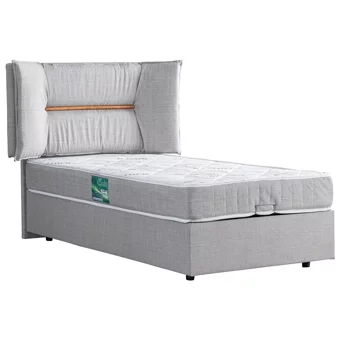 Setay Lizbon 100x200 cm Başlıklı Yataklı Sandıklı Tek Kişilik Baza Seti Açık Gri
