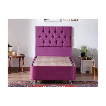 Niron Yatak Purple 90x200 cm Başlıklı Yataklı Sandıklı Tek Kişilik Baza Seti Mor