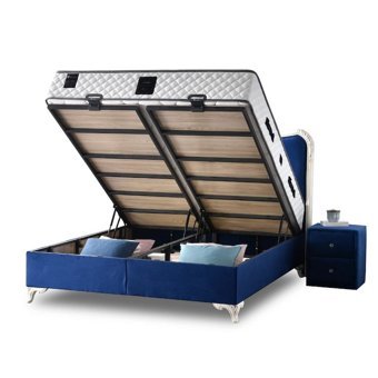Mobilya Dükkanım Prime 90x190 cm Başlıksız Sandıklı Tek Kişilik Baza Seti Mavi