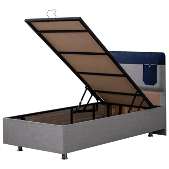 Setay Flora 90x190 cm Başlıklı Yataklı Sandıklı Tek Kişilik Baza Seti Mavi