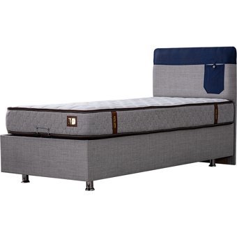 Setay Flora 90x190 cm Başlıklı Yataklı Sandıklı Tek Kişilik Baza Seti Mavi