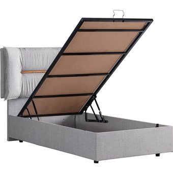 Setay Lizbon 120x200 cm Başlıklı Yataklı Sandıklı Tek Kişilik Baza Seti Açık Gri