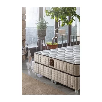 Mobilya Dükkanım Setra 120x200 cm Başlıklı Yataklı Sandıklı Tek Kişilik Baza Seti Bej