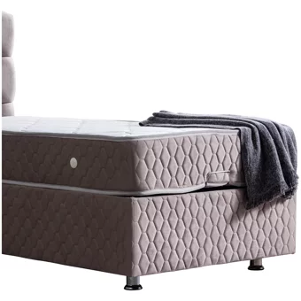 Setay Zümrüt 90x190 cm Başlıklı Yataklı Sandıklı Tek Kişilik Baza Seti Gri