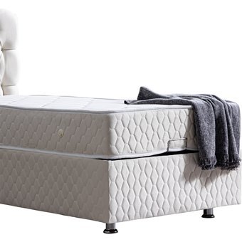 Setay Efes 90x190 cm Başlıklı Yataklı Sandıklı Tek Kişilik Baza Seti Krem