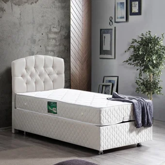 Setay Efes 90x190 cm Başlıklı Yataklı Sandıklı Tek Kişilik Baza Seti Krem