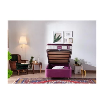 Niron Yatak Purple 90x190 cm Başlıklı Yataklı Sandıklı Tek Kişilik Baza Seti Mor