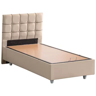 Cesur Tavira 90x190 cm Başlıklı Yataklı Sandıklı Tek Kişilik Baza Seti Bej