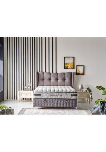 Mobilya Dükkanım Viscomfort 90x190 cm Başlıklı Yataklı Sandıklı Tek Kişilik Baza Seti Gri