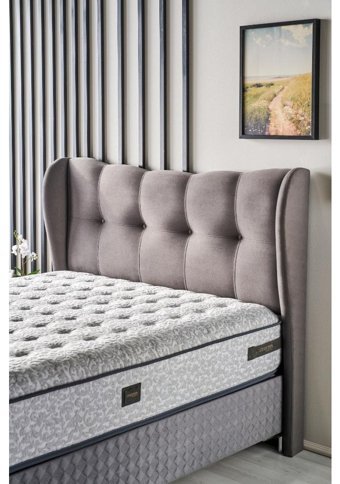 Mobilya Dükkanım Viscomfort 90x190 cm Başlıklı Yataklı Sandıklı Tek Kişilik Baza Seti Gri