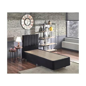 Niron Yatak Juliette 90x190 cm Başlıklı Yataklı Sandıklı Tek Kişilik Baza Seti Siyah