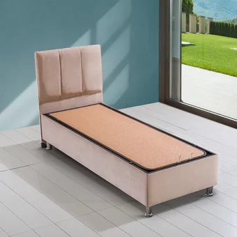 Alf Cyristal Plus 120x200 cm Başlıklı Sandıklı Tek Kişilik Baza Seti Kahverengi