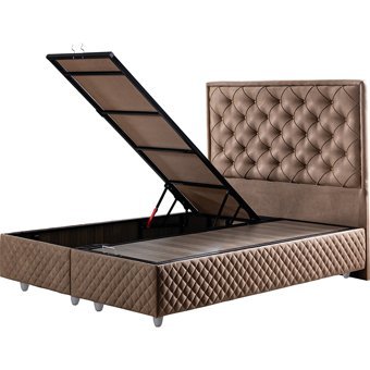 Setay Alize 90x200 cm Başlıklı Yataklı Sandıklı Tek Kişilik Baza Seti Kahverengi