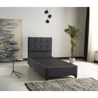 By Zeytin Letoon 100x200 cm Başlıklı Yataklı Sandıklı Tek Kişilik Baza Seti Antrasit
