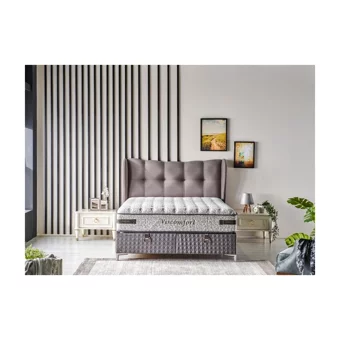 Mobilya Dükkanım Viscomfort 100x200 cm Başlıklı Yataklı Sandıklı Tek Kişilik Baza Seti Gri