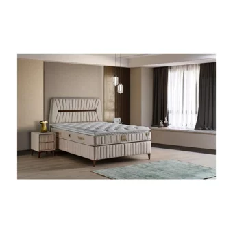 Mobilya Dükkanım Star 120x200 cm Başlıklı Yataklı Sandıklı Tek Kişilik Baza Seti Krem