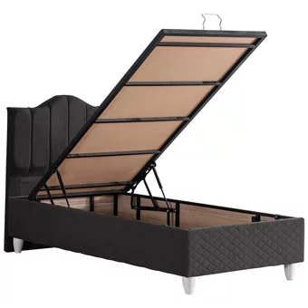 Cesur Trend 100x200 cm Başlıklı Yataklı Sandıklı Tek Kişilik Baza Seti Antrasit