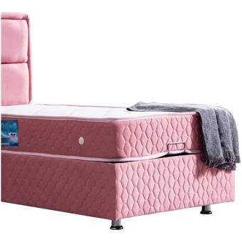 Setay Grand 100x200 cm Başlıklı Yataklı Sandıklı Tek Kişilik Baza Seti Pembe