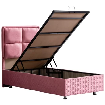 Setay Grand 100x200 cm Başlıklı Yataklı Sandıklı Tek Kişilik Baza Seti Pembe