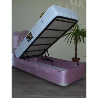 Bengi Ticaret 90x190 cm Başlıklı Yataklı Sandıklı Tek Kişilik Baza Seti Mavi