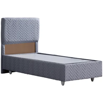 Setay Kristal 90x200 cm Başlıklı Yataklı Sandıklı Tek Kişilik Baza Seti Gri