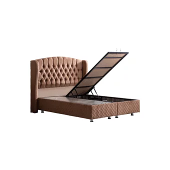 Setay Nice 90x190 cm Başlıklı Yataklı Sandıklı Tek Kişilik Baza Seti Kahverengi
