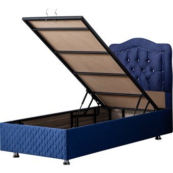 Setay Şah 120x200 cm Başlıklı Yataklı Sandıklı Tek Kişilik Baza Seti Lacivert