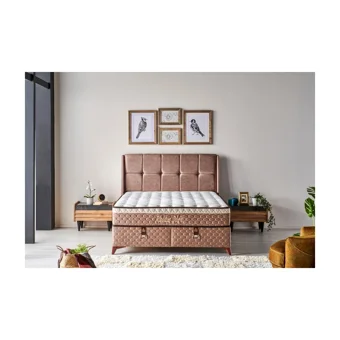 Mobilya Dükkanım Relax Soft 100x200 cm Başlıklı Yataklı Sandıklı Tek Kişilik Baza Seti Bej
