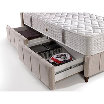 Mobilya Dükkanım Polo- Smart 90x200 cm Başlıksız Sandıklı Tek Kişilik Baza Seti Beyaz