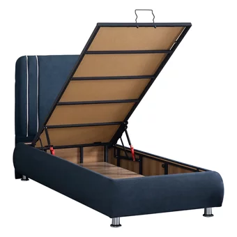 Weltew Yatak Pure 90x190 cm Başlıklı Sandıklı Tek Kişilik Baza Seti Mavi
