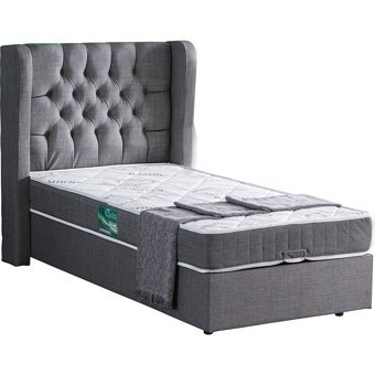 Setay Riga 90x200 cm Başlıklı Yataklı Sandıklı Tek Kişilik Baza Seti Gri