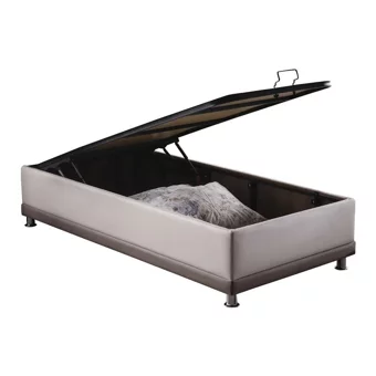 Weltew Home Karamel 90x190 cm Başlıksız Sandıklı Tek Kişilik Baza Seti Krem