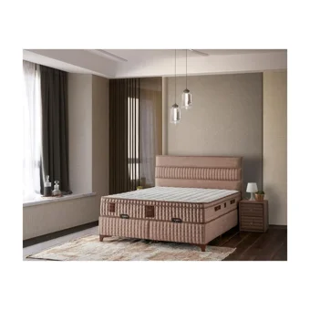 Mobilya Dükkanım Master 90x190 cm Başlıklı Yataklı Sandıklı Tek Kişilik Baza Seti Krem