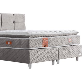 Setay Gümüş 120x200 cm Başlıklı Yataklı Sandıklı Tek Kişilik Baza Seti Gri