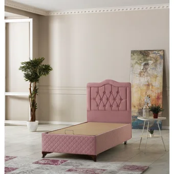 By Zeytin Nepal 120x200 cm Başlıklı Yataklı Sandıklı Tek Kişilik Baza Seti Pembe