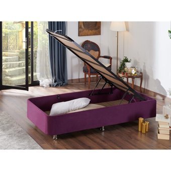 Niron Yatak Violet 100x200 cm Başlıklı Sandıklı Tek Kişilik Baza Seti Mor