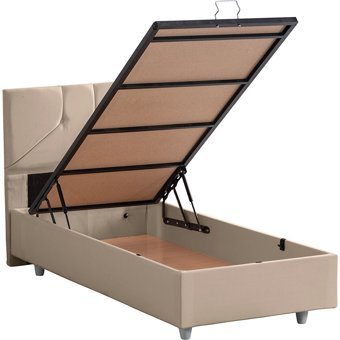 Setay Wick 90x200 cm Başlıklı Yataklı Sandıklı Tek Kişilik Baza Seti Bej