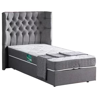 Setay Matilda 90x190 cm Başlıklı Yataklı Sandıklı Tek Kişilik Baza Seti Gri