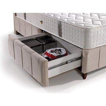 Mobilya Dükkanım Polo 90x200 cm Başlıklı Sandıklı Tek Kişilik Baza Seti Beyaz
