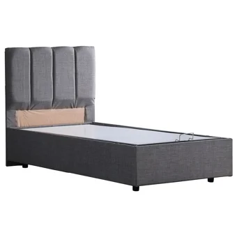 Setay Defne 100x200 cm Başlıklı Yataklı Sandıklı Tek Kişilik Baza Seti Gri
