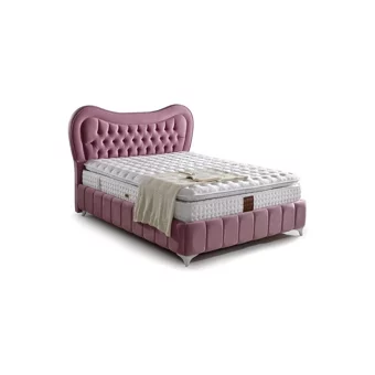 Mobilya Dükkanım Paris 100x200 cm Başlıklı Yataklı Sandıklı Tek Kişilik Baza Seti Pembe