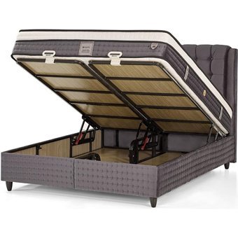 Mobilya Dükkanım Prime 120x200 cm Başlıklı Sandıklı Tek Kişilik Baza Seti Siyah