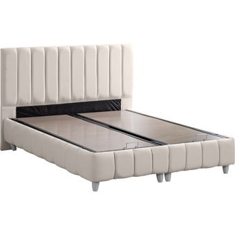 Cesur Narva 90x200 cm Başlıklı Yataklı Sandıklı Tek Kişilik Baza Seti Krem