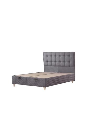 Mobilya Dükkanım Sleep 90x190 cm Başlıklı Sandıklı Tek Kişilik Baza Seti Gri